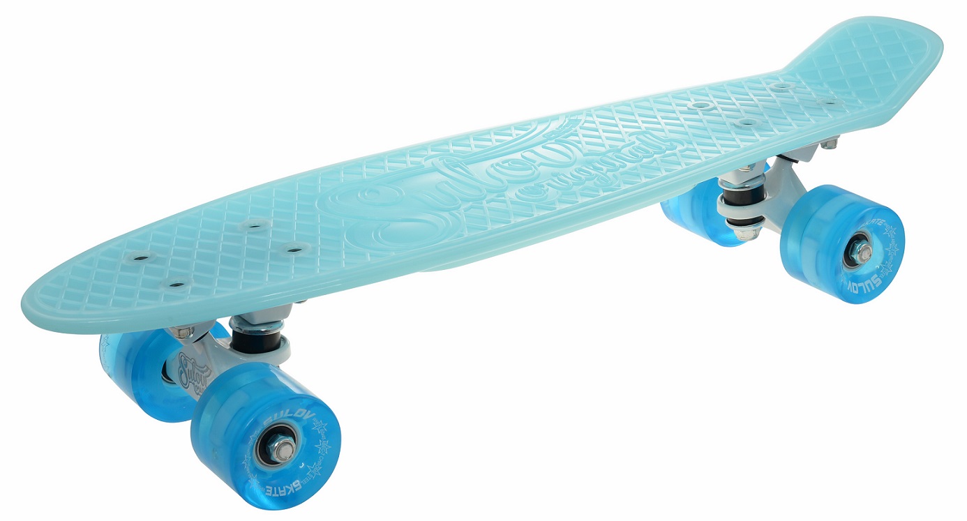 SULOV® Penny board 22" BURN RIDER modrý fosforeskující, blikající kolečka