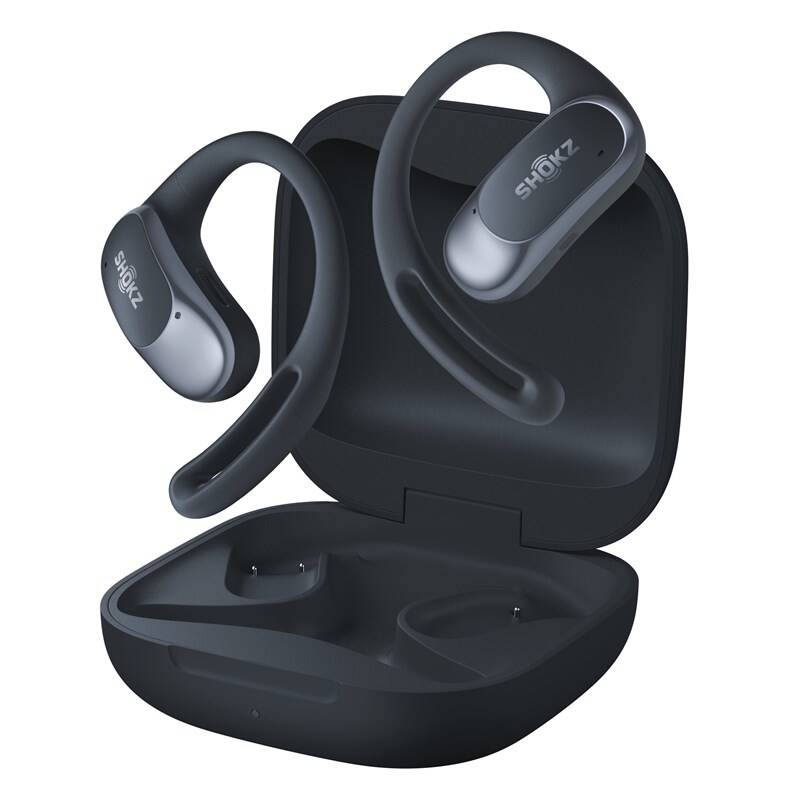 Shokz OpenFit Air Bluetooth, bezpečná sportovní sluchátka, černá