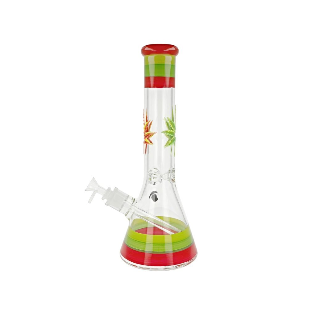 6179 bong skleneny sh beaker colored leaves 36 cm