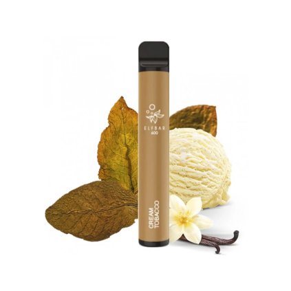 30043 1 jednorazova e cigareta elf bar 600 cream tobacco 20mg