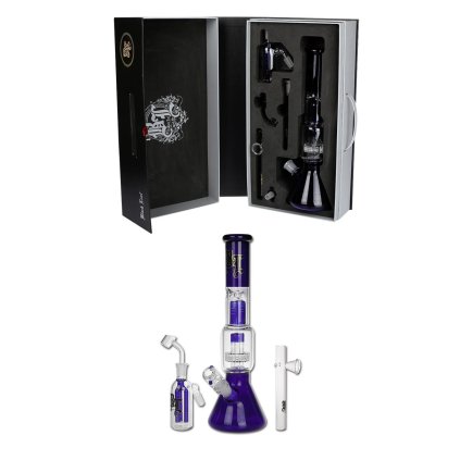 5784 2 bong skleneny black leaf perco ice na byliny olej modry