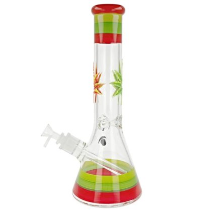 6179 bong skleneny sh beaker colored leaves 36 cm