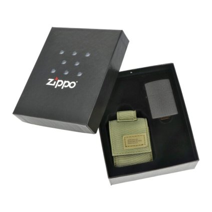 7214 9 darkova sada zippo black crackle green pouch