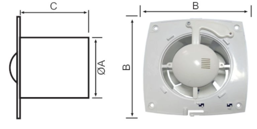 Koupelnový ventilátor s klapkou a časovačem MakTrade