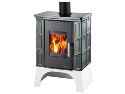 Kachlová kamna HAAS+SOHN EBOLI AL II 4-12,2kW s výměníkem černá/zelená