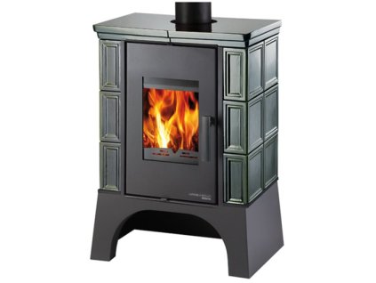 Kachlová kamna HAAS+SOHN EBOLI AL II 4-12,2kW s výměníkem černá/zelená