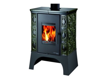 Kachlová kamna HAAS+SOHN EMPOLI AL II 4-12,2kW s výměníkem a vychlazovací smyčkou černá/zelená