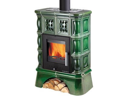Kachlová kamna HAAS+SOHN TREVISO II 2,7-8kW s výměníkem černá/zelená