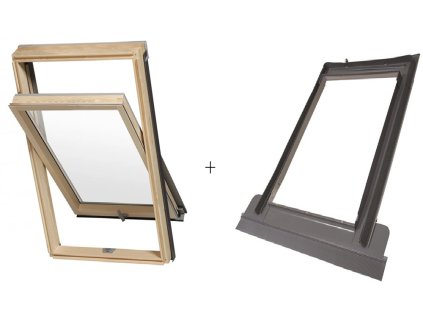 SET RoofLite solid pine dřevěné okno plus lemování TFX