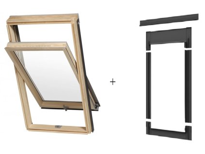 SET RoofLite solid pine dřevěné okno plus lemování LSX