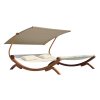 zahradní lehatko pro 2 osoby s polohovatelnou strechou greenland bezovo hnede