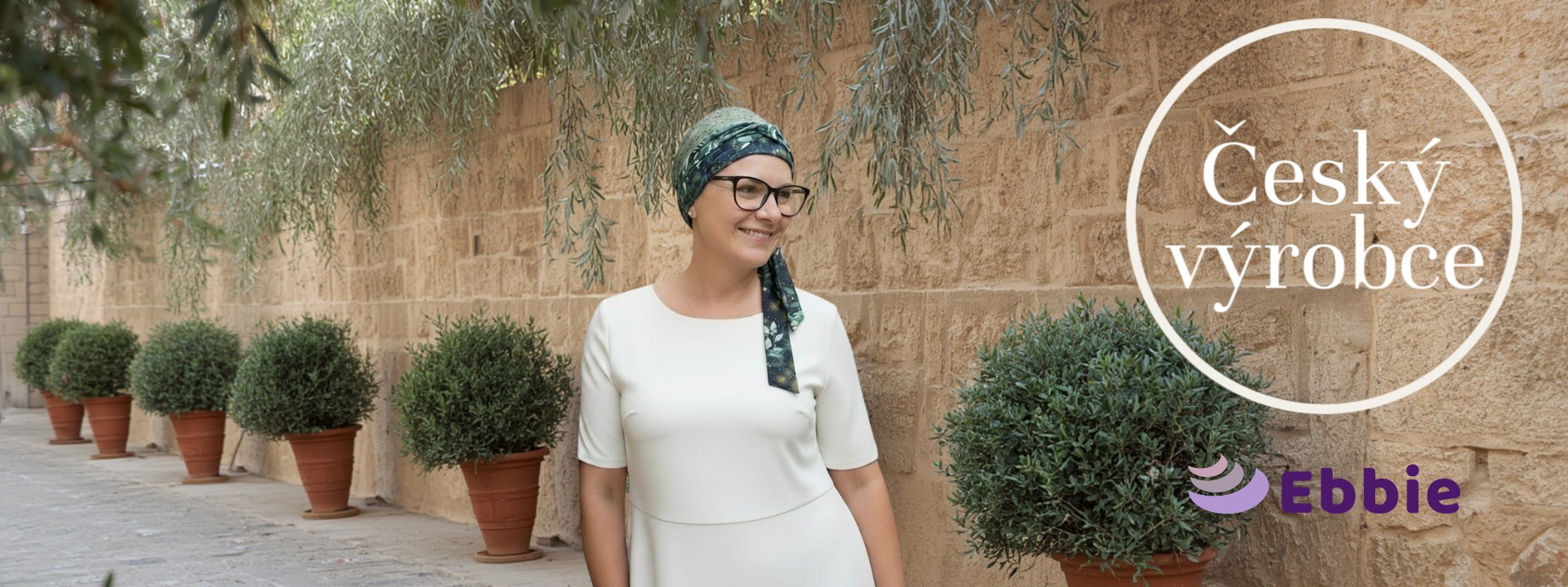 turban LUX olivový  smaragdové listy