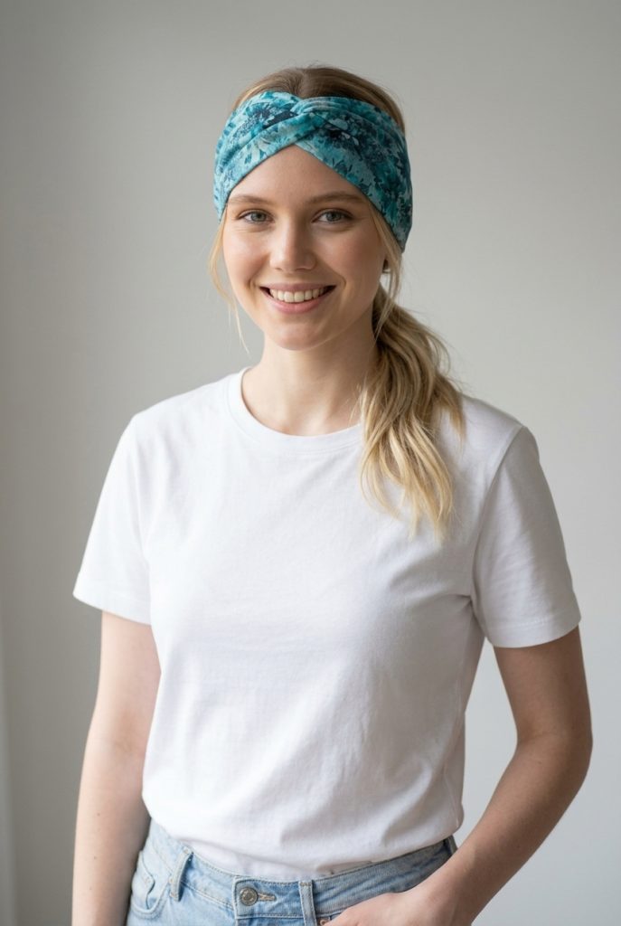 Bavlněná čelenka - MANDALA TYRKYSOVÁ – foto 4