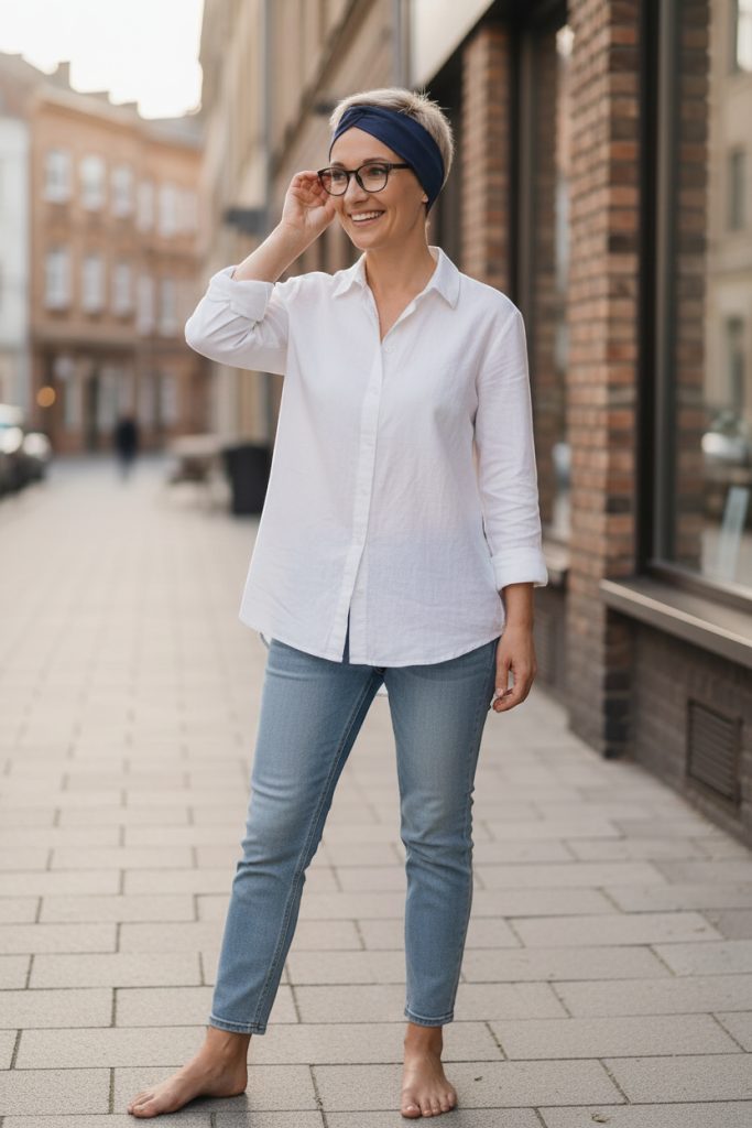 Bavlněná čelenka - MODRÁ – foto 3