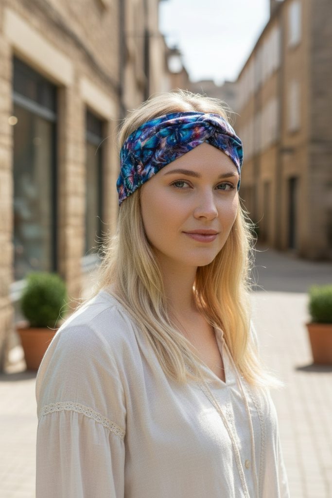Bavlněná čelenka - MOTÝLI – foto 3