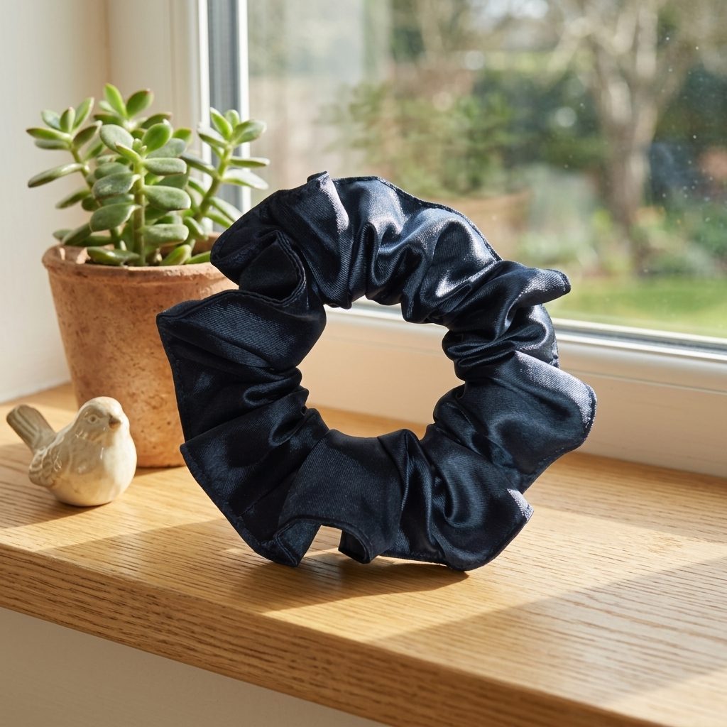 Scrunchie gumička - satén - TMAVĚ ZELENÁ – foto 4
