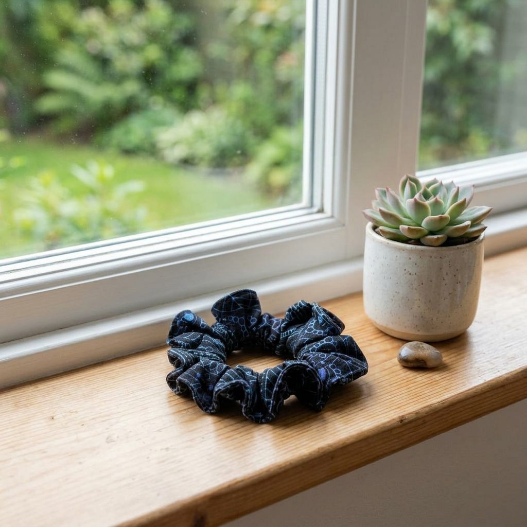 Scrunchie gumička - TEMNÁ MANDALA – foto 4