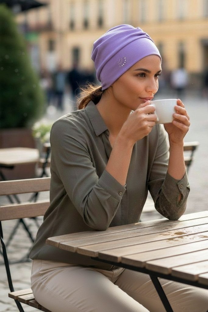 Bavlněný turban-lotus - LILAC CHIC – foto 4