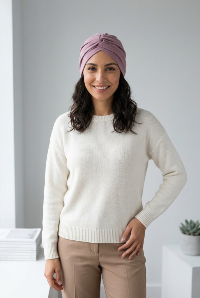 Bavlněný turban-style - LILA – foto 4