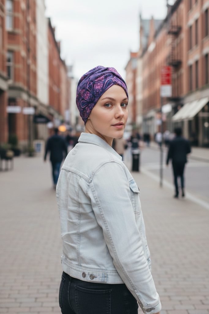 Bavlněný turban-style - MANDALA FIALOVÁ – foto 3