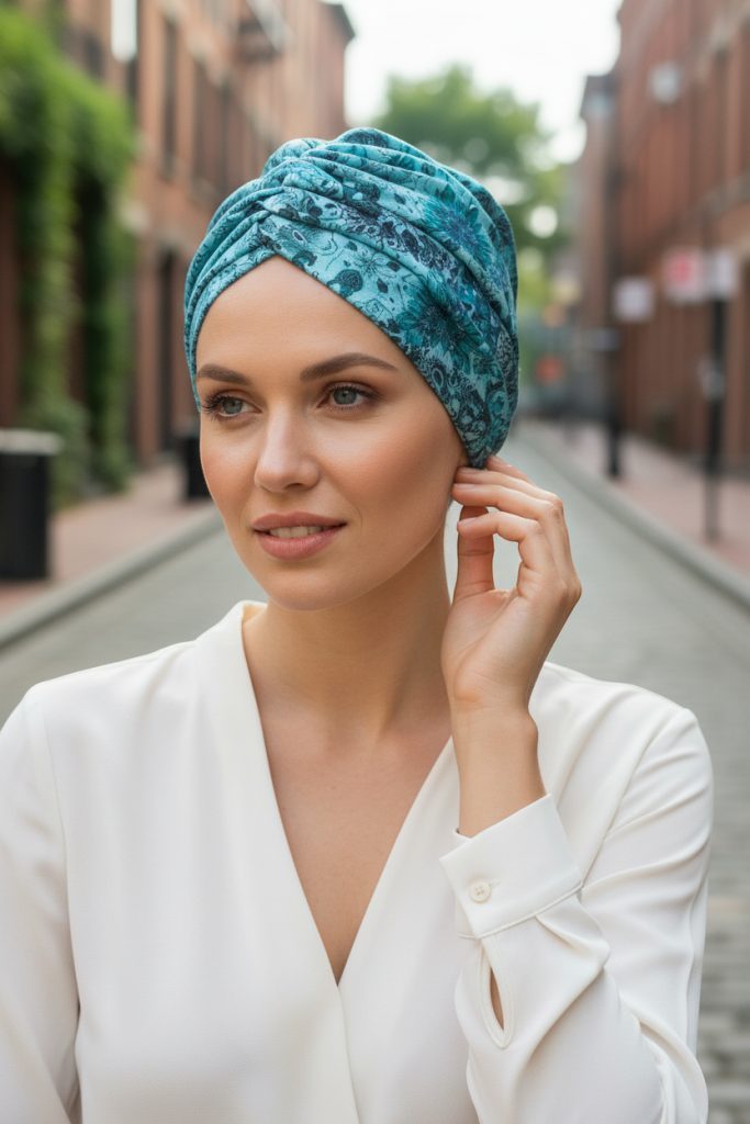 Bavlněný turban-style - MANDALA TYRKYSOVÁ – foto 3