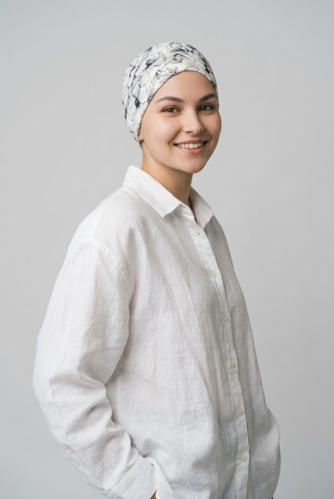 Bavlněný turban-style - PIVOŇKY ČERNOBÍLÉ – foto 4