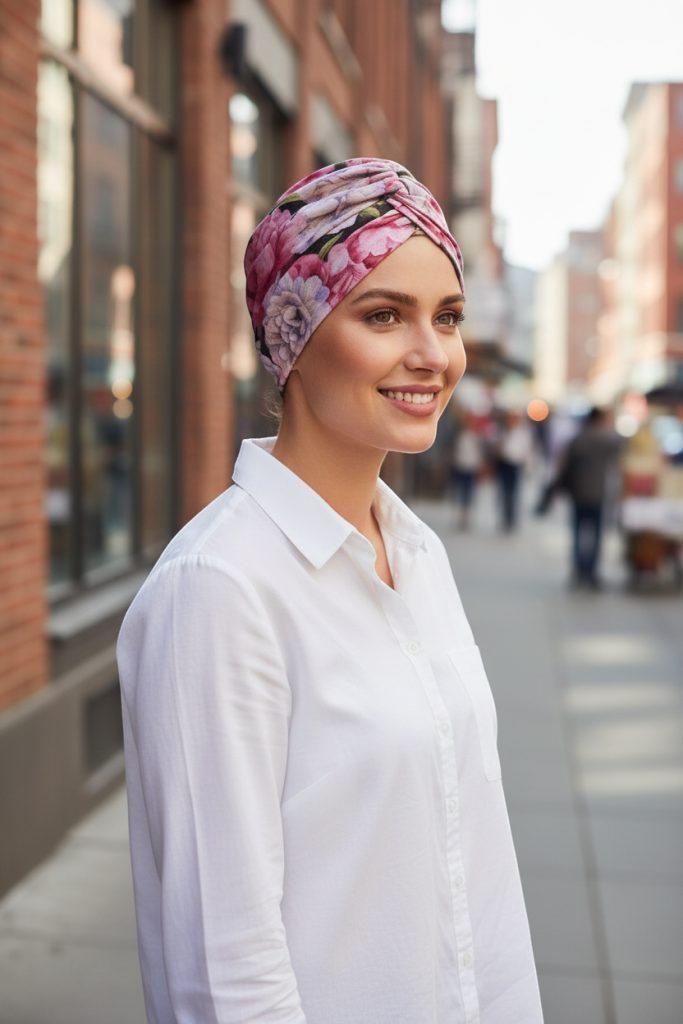 Bavlněný turban-style - PIVOŇKY NA ČERNÉ – foto 3