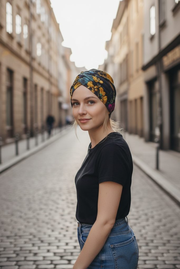Bavlněný turban-style - VELKÉ KVĚTY – foto 3