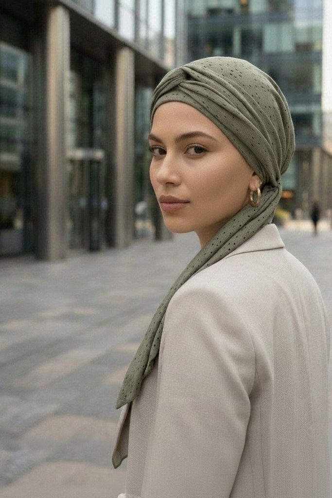 Turban-lux madeira - OLIVOVÝ – foto 4