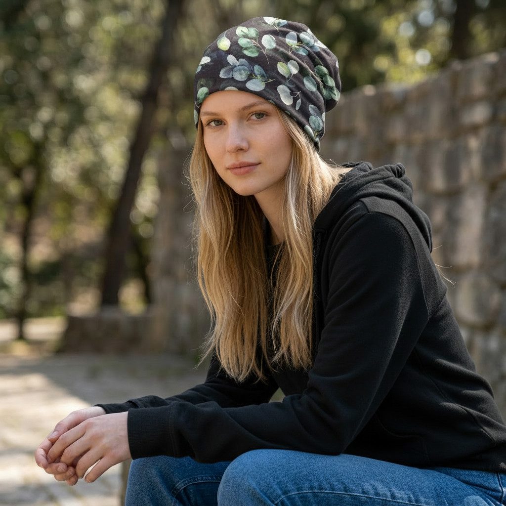 Bavlněná čepice Beanie - EUKALYPTUS TMAVÝ – foto 2