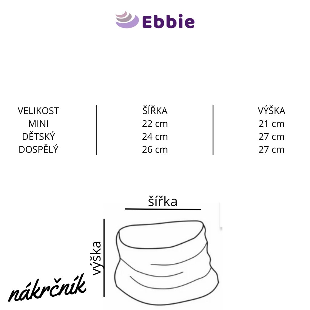 Tabulka velikostí – Bavlněný nákrčník - BORDÓ - ŽEBROVANÝ