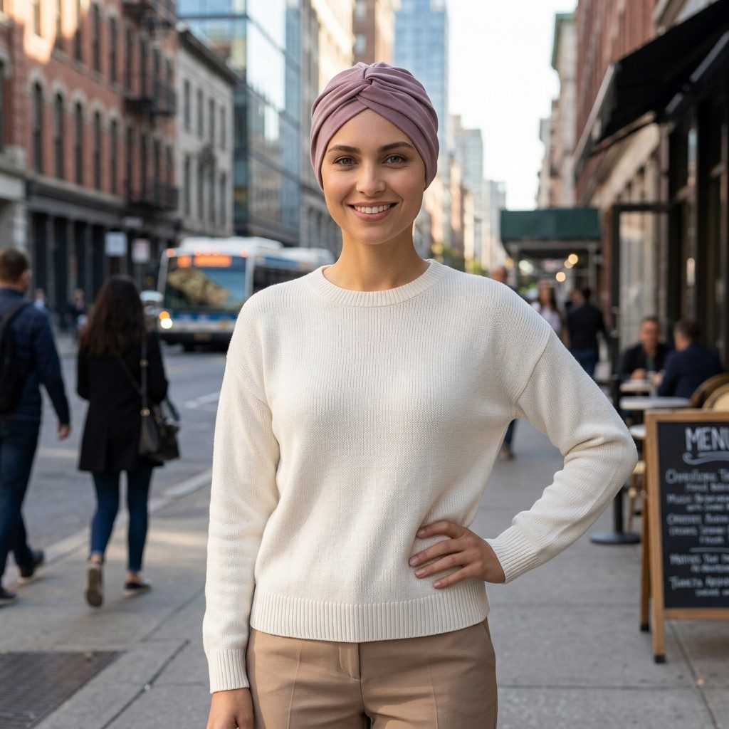 Bavlněný turban-style - LILA – foto 3