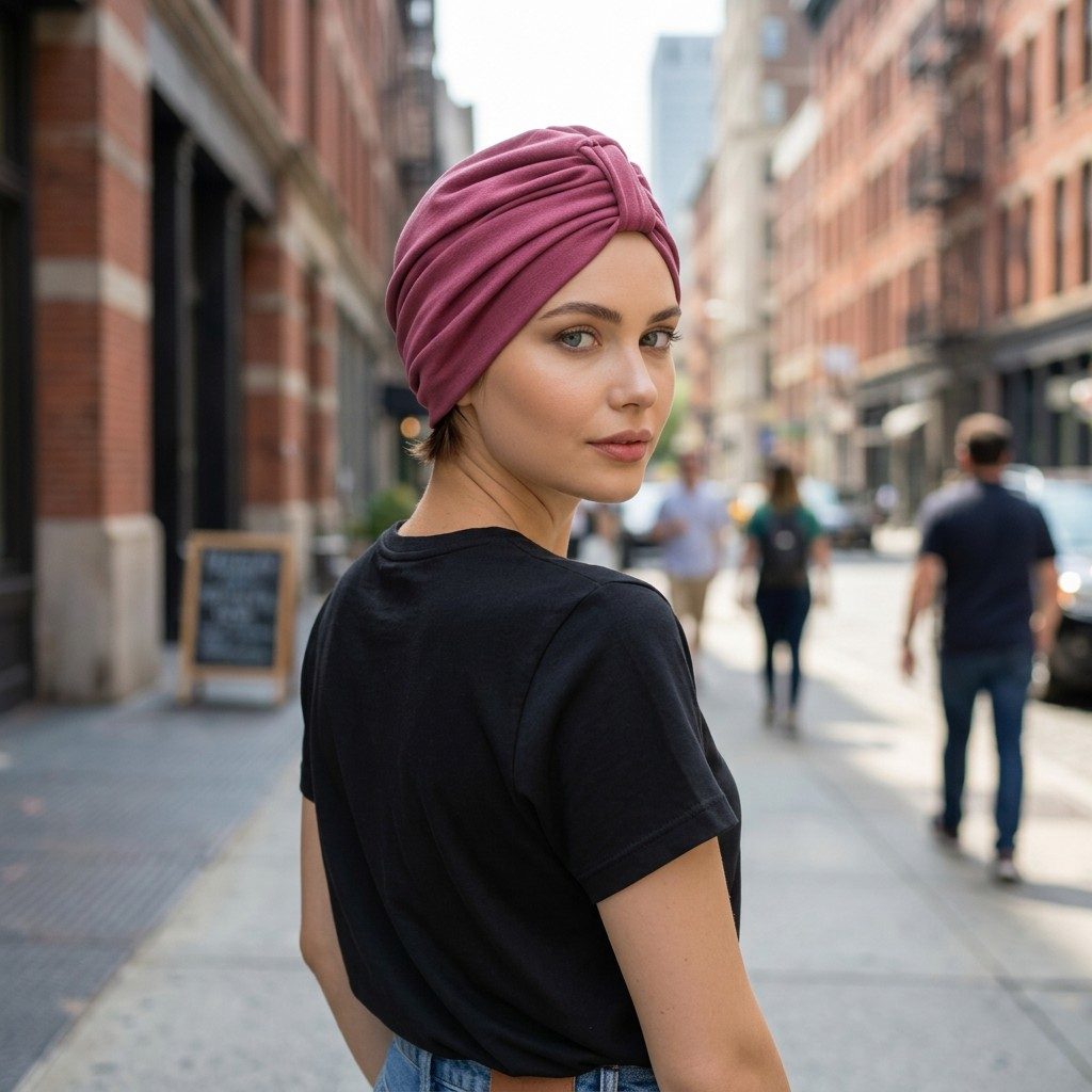 Bavlněný turban-twist - DUSTY ROSE – foto 4