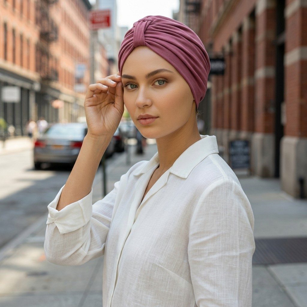 Bavlněný turban-twist - DUSTY ROSE – foto 2