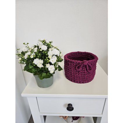 Háčkovaný kryt na květináč - ORCHIDEJOVÝ