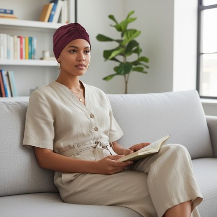 Bavlněný turban-style - BORDÓ