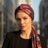 Bavlněný turban-lux - TEMNĚ FIALOVÝ - ROSA SELVAGGIA