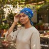 Bavlněný turban-lux - REGAL - MANDALA MODRÁ