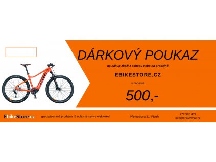 Dárkový poukaz na elektrokolo a příslušenství na 500 Kč