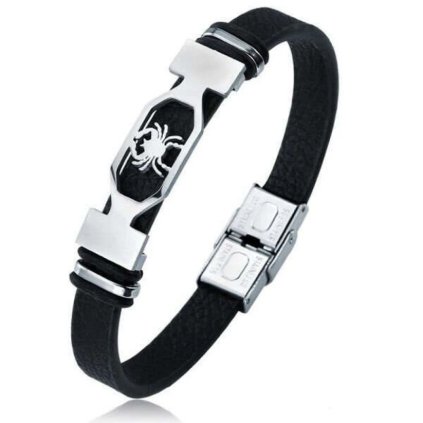 Enemerlarda – karkötő, zodiákus, eco-bőr, rozsdamentes acél, fekete-ezüst, 21 cm (Horoszkóp jele Szűz)