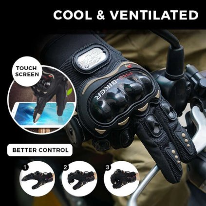 Ducket – motoros kesztyű, érintőképernyő-kompatibilis, megerősített, kézvédelem, fekete/kék/piros, M/L/XL/XXL (Szín Piros, Méret EU XXL)