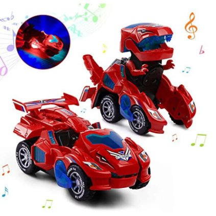 TurboDino - játékautó, átalakuló dinoszaurusz, fény és zene, ABS műanyag, piros/kék (Szín Piros)