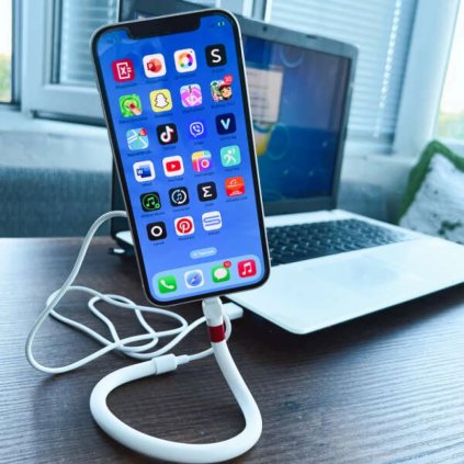 Reggero – töltőkábel, telefontartó, hajlítható, gyorstöltés, fehér, 1.2 m (Model Micro USB)