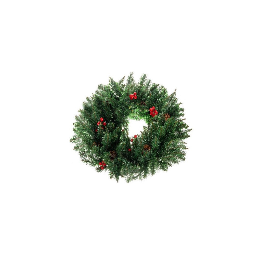 Karácsonyi díszajtókoszorú díszítő ornamentális 60cm vastag XXL