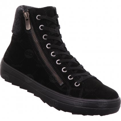 Dámské zateplené kotníkové boty Legero Mira Schwarz (černé) na zip s membránou Gore-Tex 2-009635-0000