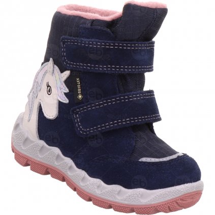 Dětské zimní boty superfit Icebird s membránou Gore-Tex v modré barvě s jednorožcem 1-006010-8010