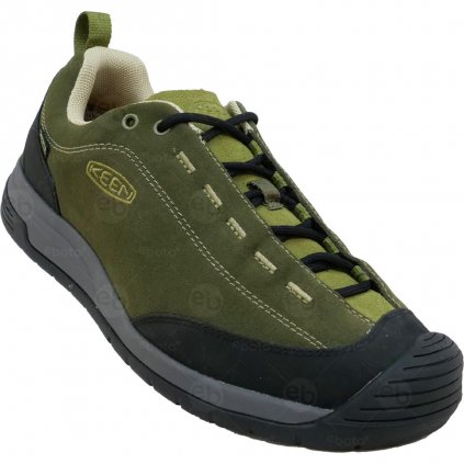Pánské kožené tenisky Keen Jasper II WP Men Dark olive/Olive drab s membránou Keen.Dry Zelené