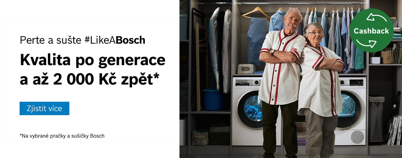 Cashback až 2 000 Kč na pračky a sušičky Bosch