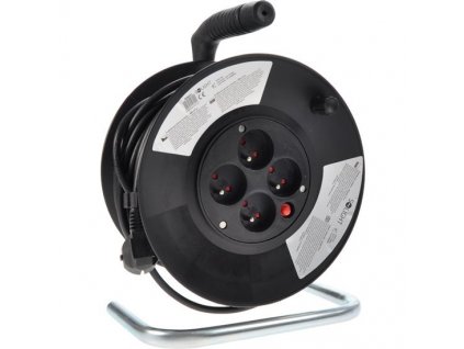 Kabel prodlužovací na bubnu Solight 4 zásuvky, 25m, 3x 1,5mm2 - černý