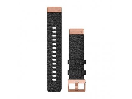 Řemínek Garmin QuickFit 20mm, nylonový, černý, růžovozlatá přezka